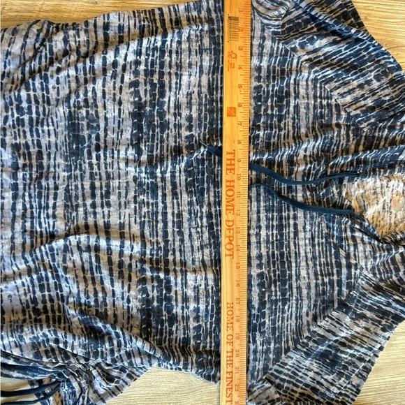 Gloria Vanderbilt Womens Blue White Striped Hoodie Ruched Drawstring Sides 1X. - Picture 11 of 11